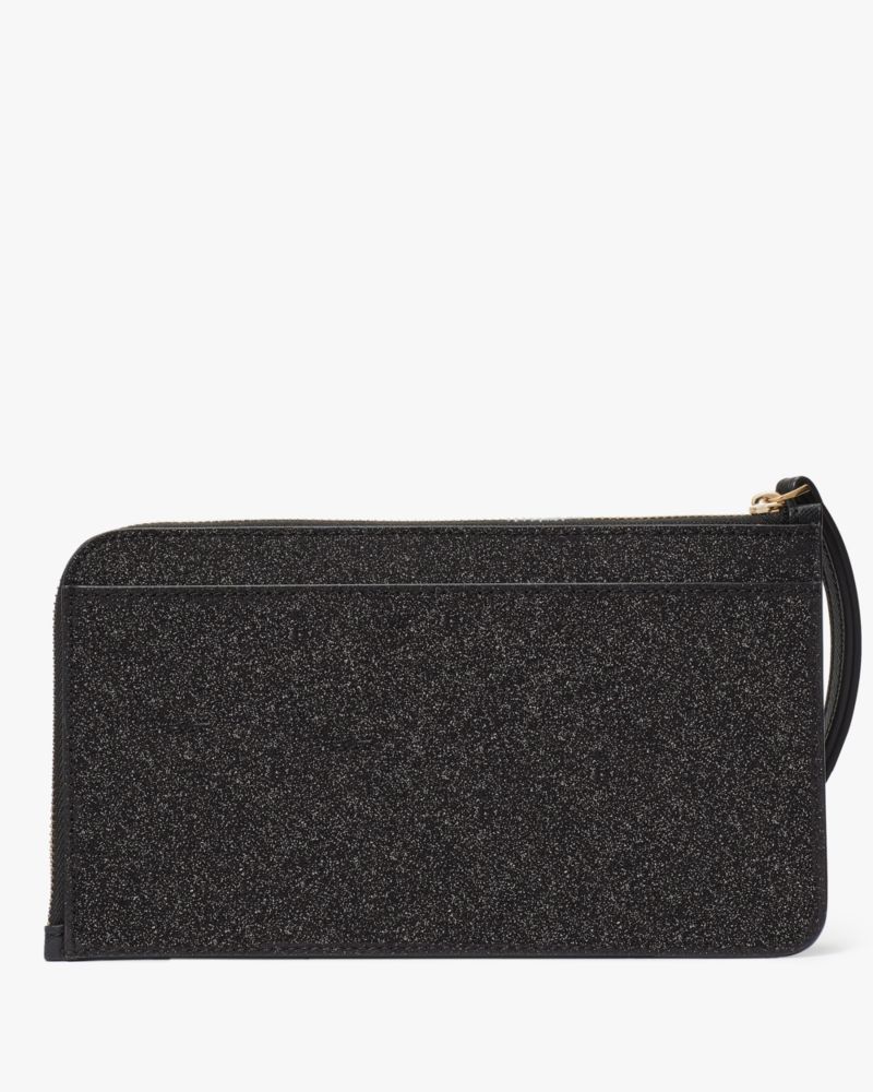 Kate Spade,Lucy Glitter Medium L-Zip Wristlet,Black