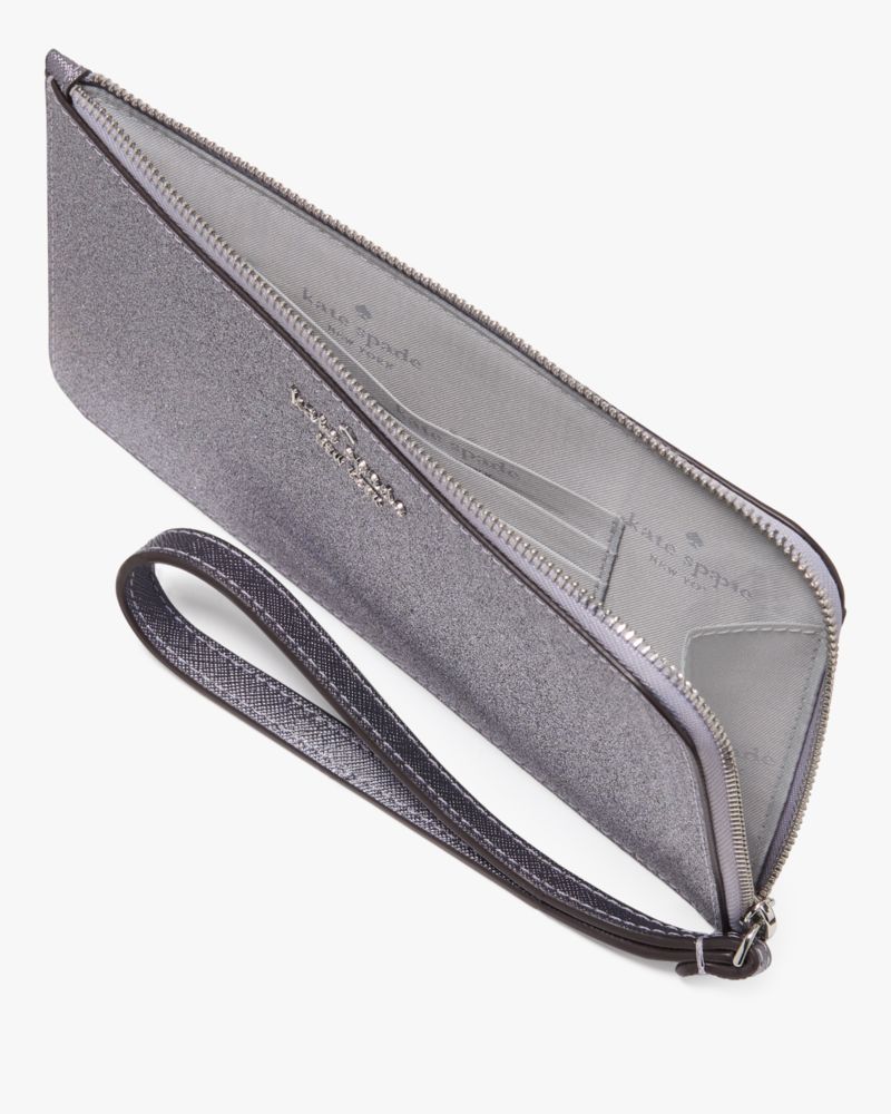 Kate Spade,Lucy Glitter Medium L-zip Wristlet,Pouch,Wristlet,Glitter,Metal,Logo,Cocktail,