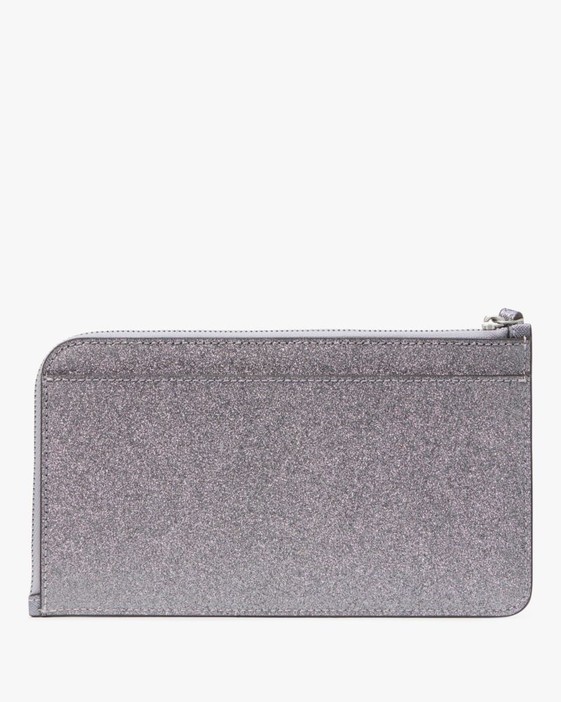 Kate Spade,Lucy Glitter Medium L-zip Wristlet,Pouch,Wristlet,Glitter,Metal,Logo,Cocktail,