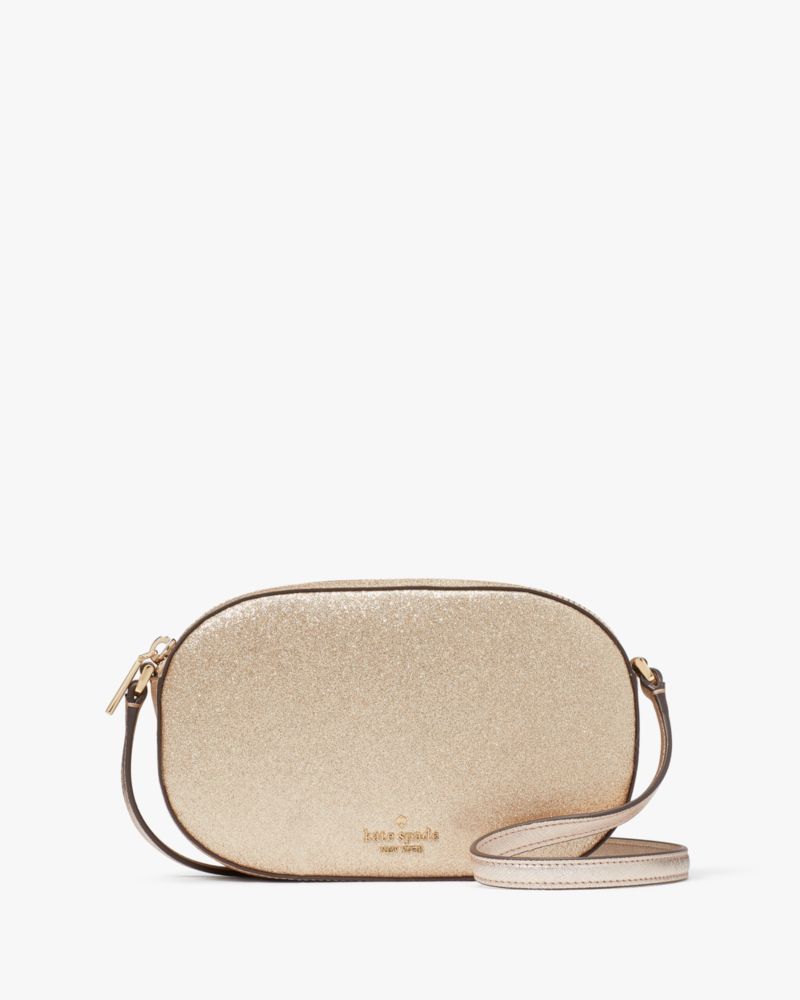 Kate Spade,Glimmer Oval Camera Bag,Beige