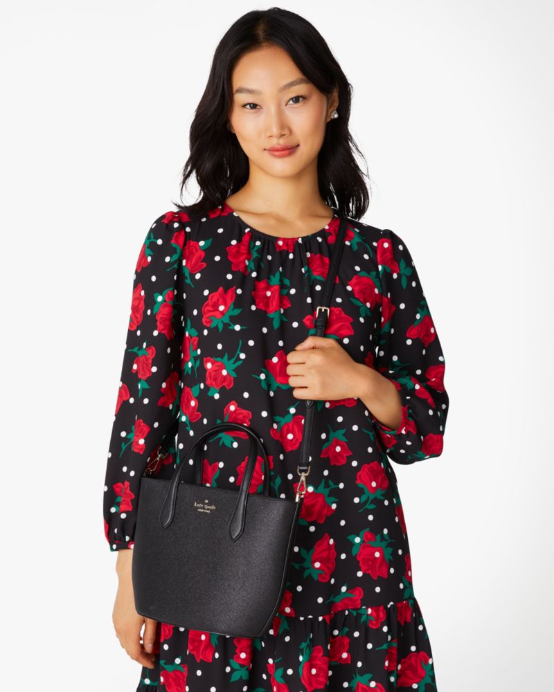 Kate Spade,グリマー グリッター ミックスド マテリアル サッチェル,バッグ,ブラック