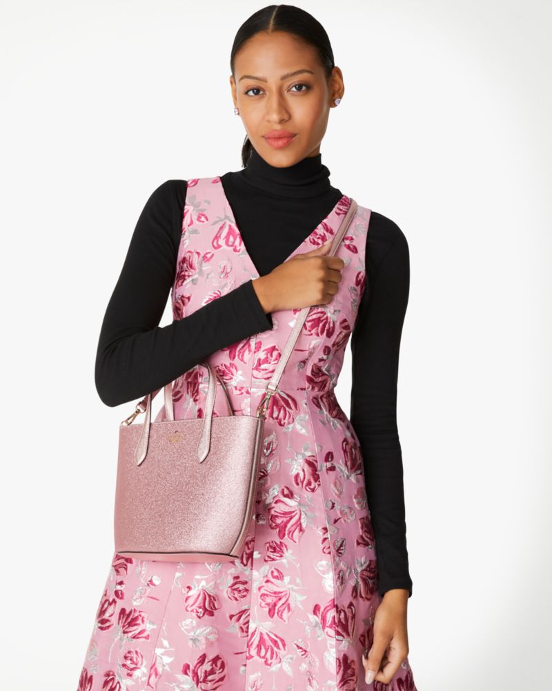 Kate Spade,グリマー グリッター ミックスド マテリアル サッチェル,バッグ,ミトンピンク