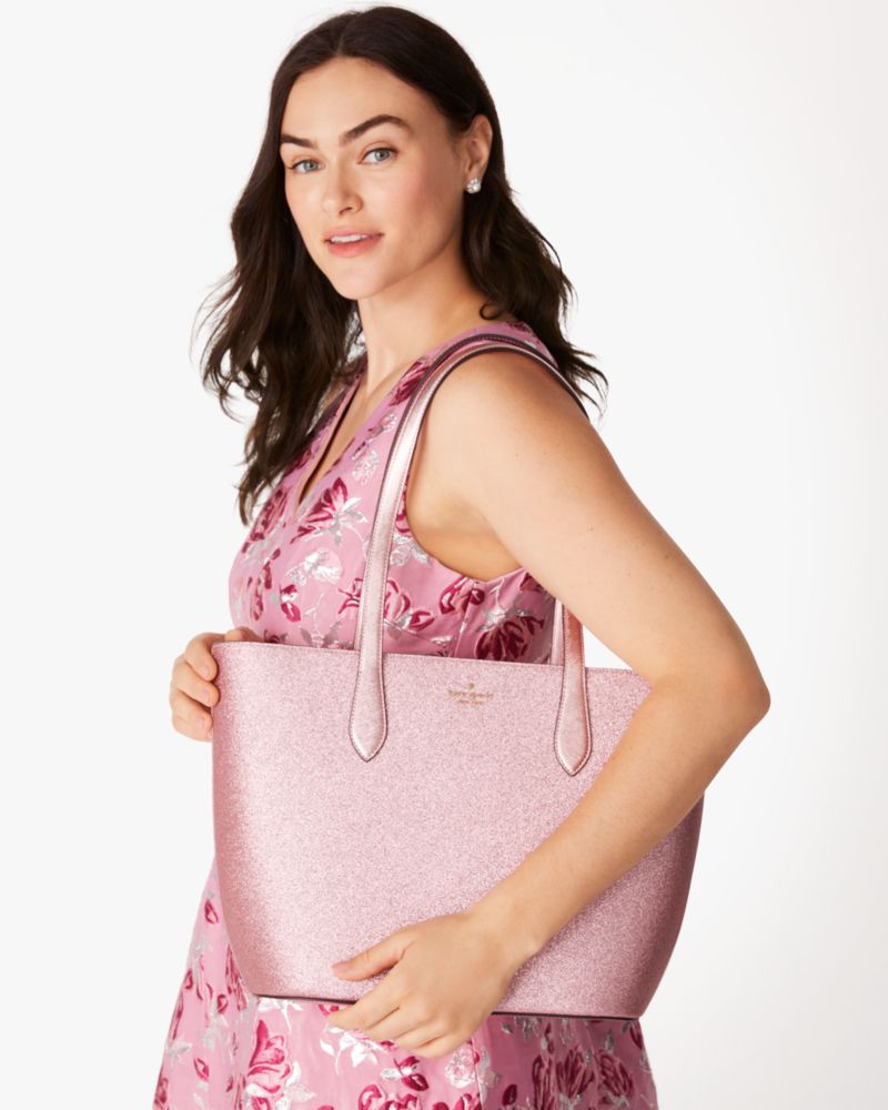 Kate Spade,Glimmer Tote,Mitten Pink