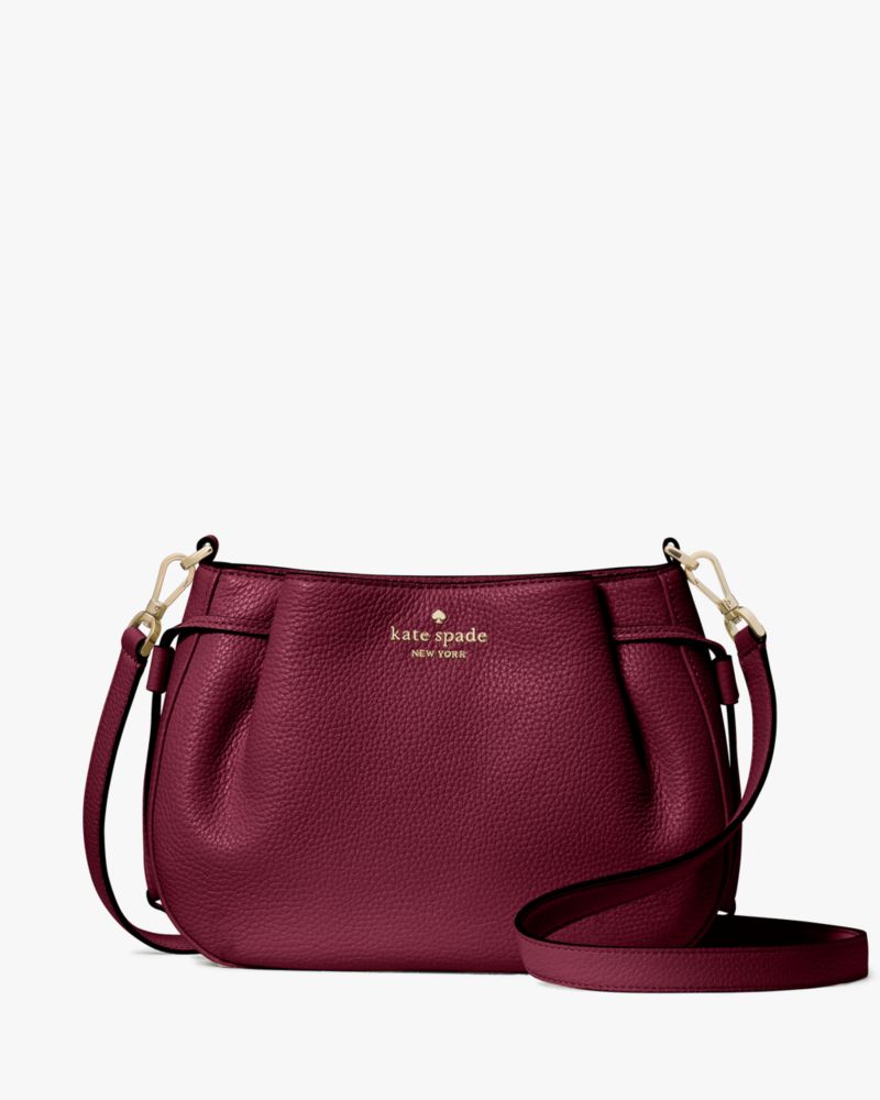 Kate Spade,Dumpling Crossbody,Lining Leather,Crossbody,Logo,Metal,Pleats,Lined,Casual,