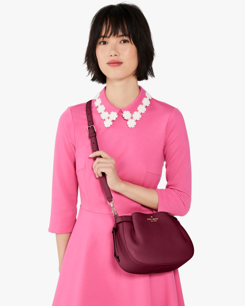 Kate Spade,Dumpling Crossbody,Leather,Crossbody,Metal Material,Logo,Metal,Lined,Casual,