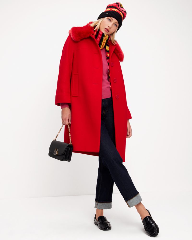 Faux Fur Collar Wool Coat