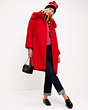 Kate Spade,Faux Fur Collar Wool Coat,Engine Red