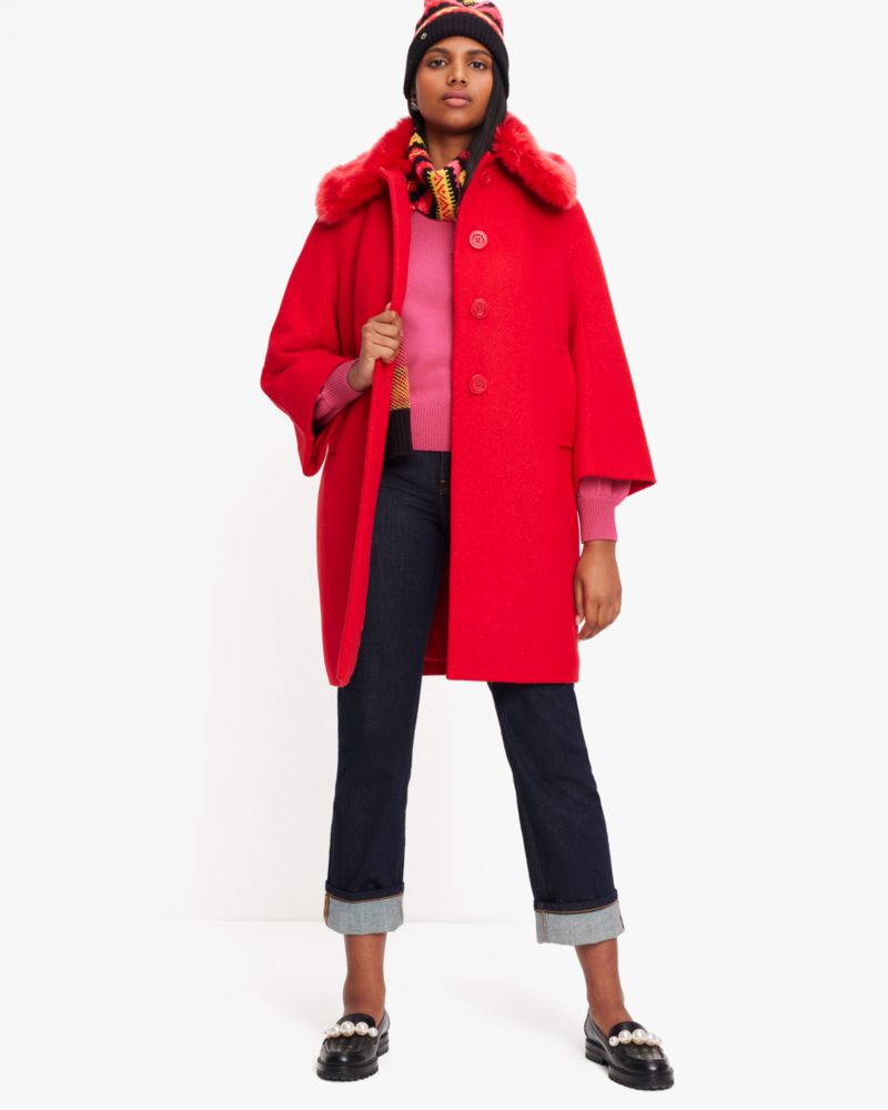 Kate spade coat 2024 with fur collar