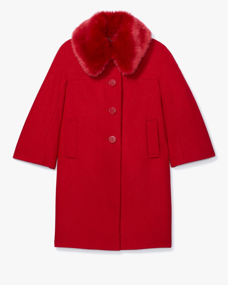 Kate spade red 2025 coat fur collar