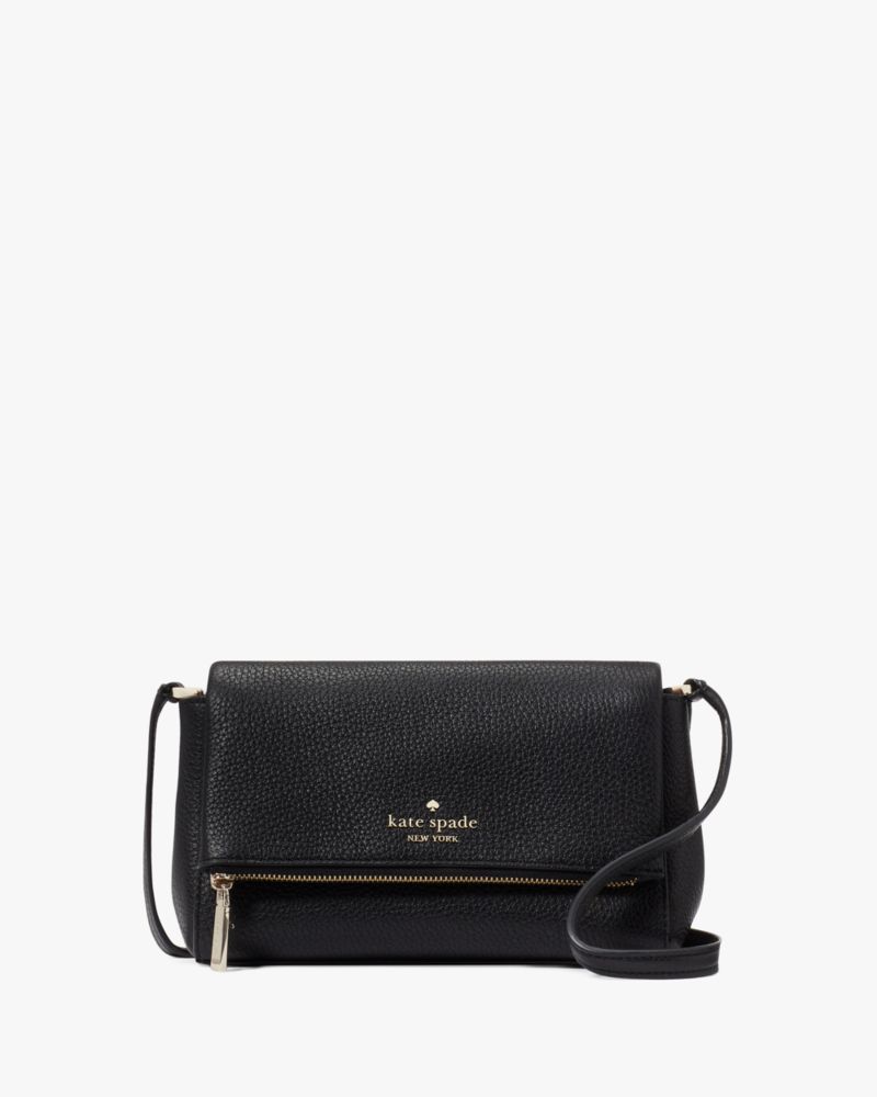 Kate Spade,Leila Mini Zip Crossbody,Lining Leather,Crossbody,Logo,Metal,Lined,Casual,Black