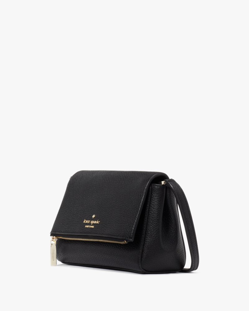 Kate Spade,Leila Mini Zip Crossbody,Lining Leather,Crossbody,Logo,Metal,Lined,Casual,Black