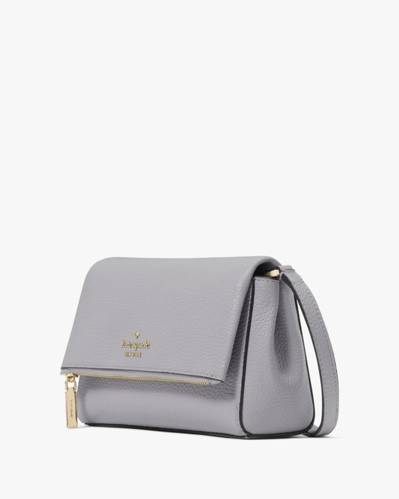 Kate Spade,Leila Mini Crossbody,Lining Leather,Crossbody,Logo,Metal,Lined,Casual,Gray