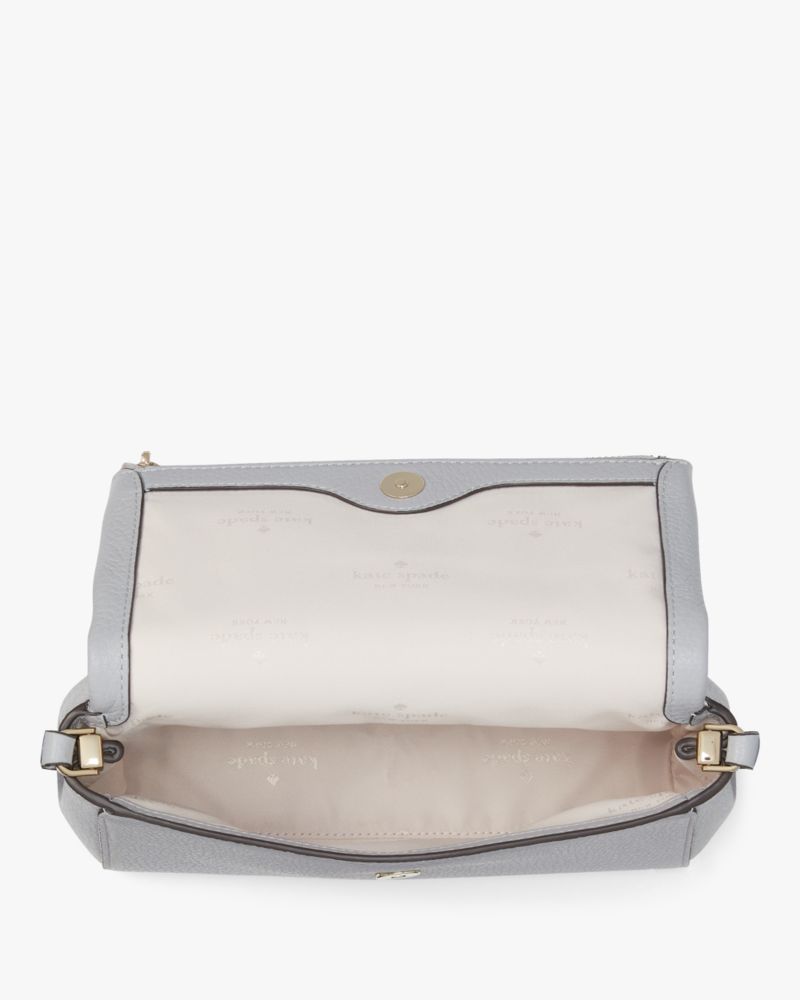 Kate Spade,Leila Mini Crossbody,Lining Leather,Crossbody,Logo,Metal,Lined,Casual,Gray