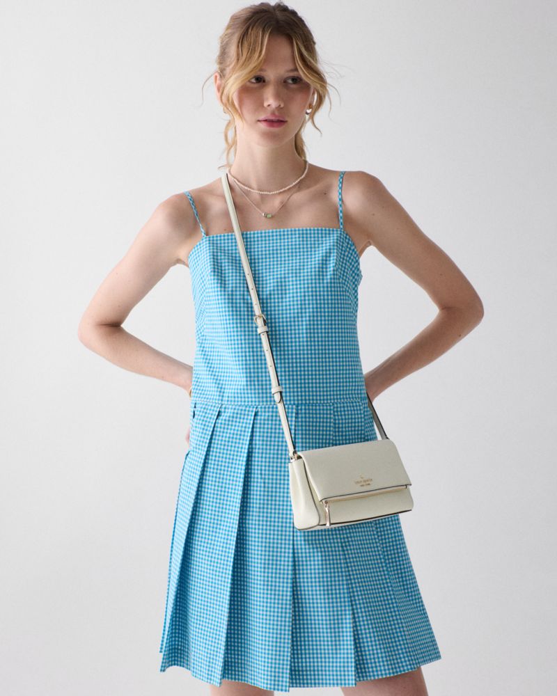 Kate Spade,Leila Mini Crossbody,Lining Leather,Crossbody,Logo,Metal,Lined,Casual,White