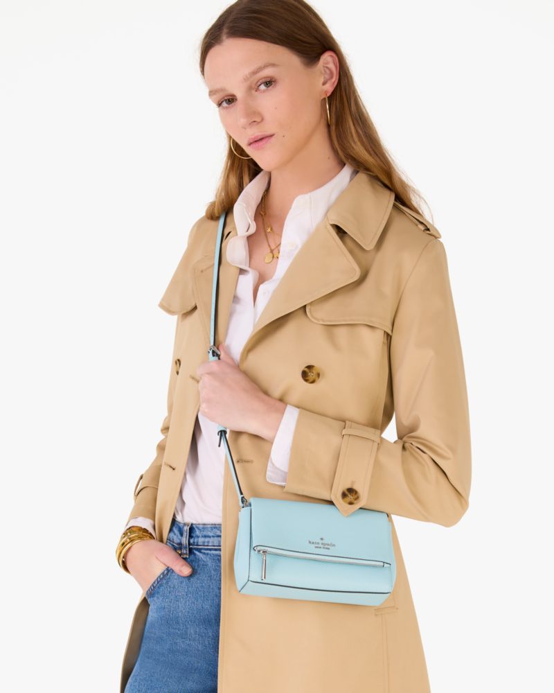 Kate Spade,Leila Mini Crossbody,Lining Leather,Crossbody,Logo,Metal,Lined,Casual,Blue