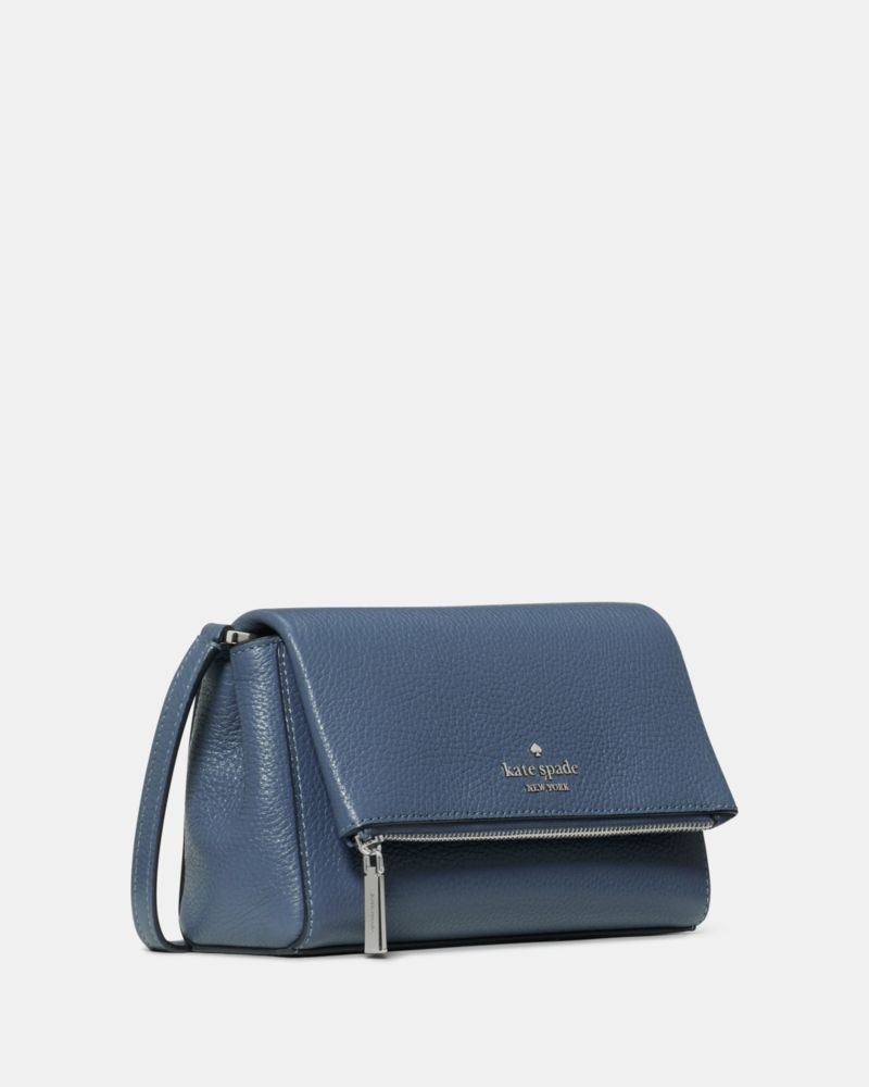 Kate Spade,Leila Mini Crossbody,Lining Leather,Crossbody,Logo,Metal,Lined,Casual,Blue