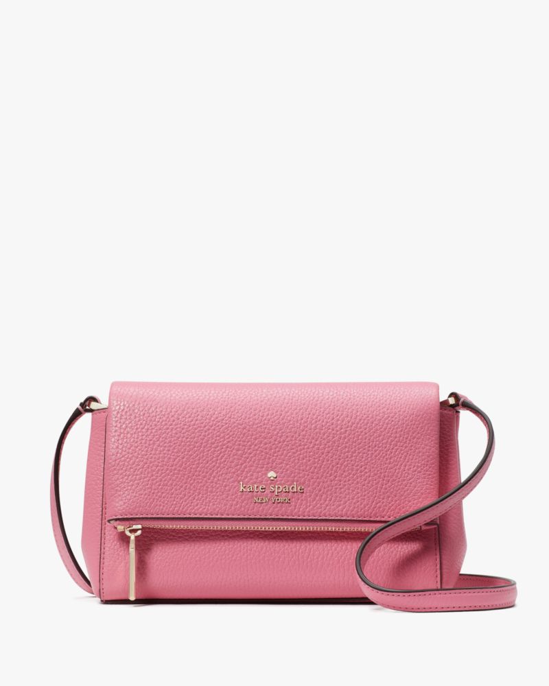 Kate Spade,Leila Mini Zip Crossbody,Lining Leather,Crossbody,Logo,Metal,Lined,Casual,