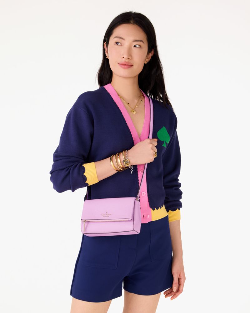 Kate Spade,Leila Mini Crossbody,Lining Leather,Crossbody,Logo,Metal,Lined,Casual,Pink