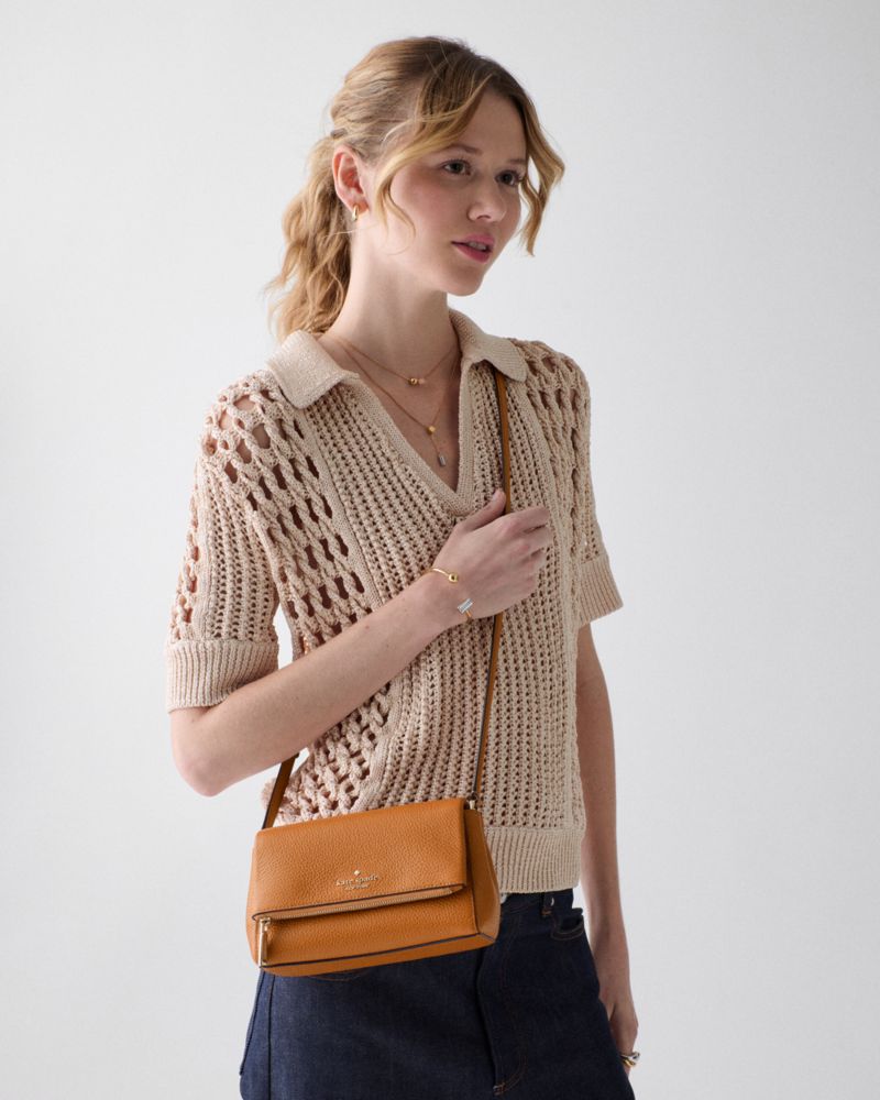 Kate Spade,Leila Mini Crossbody,Lining Leather,Crossbody,Logo,Metal,Lined,Casual,Brown