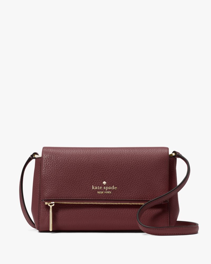 Kate Spade,Leila Mini Zip Crossbody,Lining Leather,Crossbody,Logo,Metal,Lined,Casual,