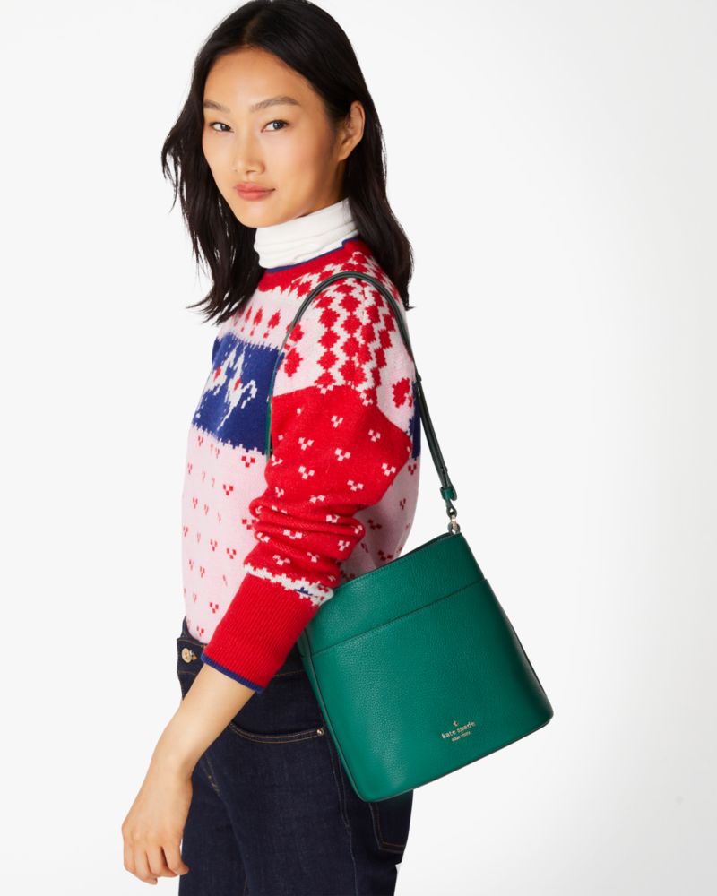 Kate Spade,Leila Small Bucket Bag,Deep Jade