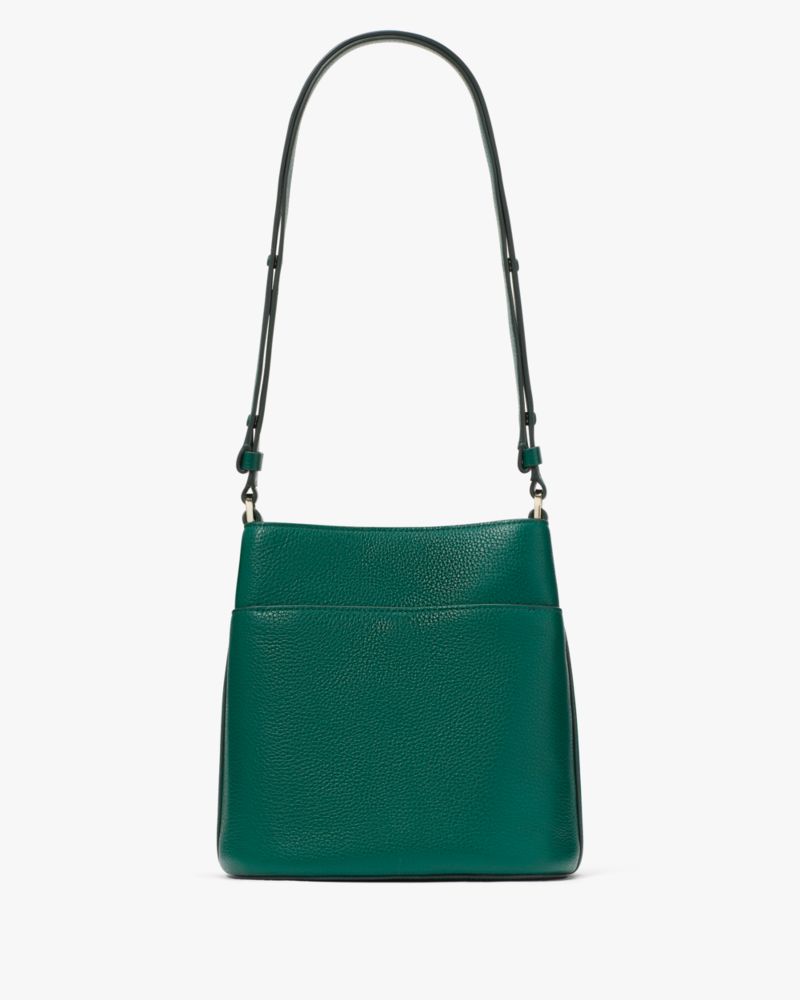 New Kate Spade Leila Small Bucket Bag Pebbled Leather Deep Jade