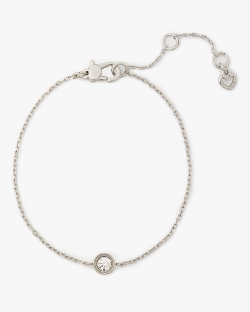 Kate Spade,Set In Stone Solitaire Bracelet,Clear/Silver