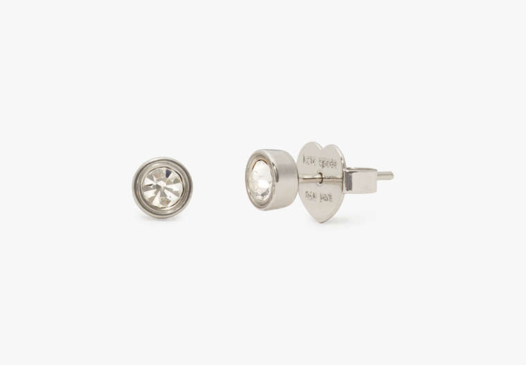 Kate Spade,Set In Stone Small Studs,Clear/Silver