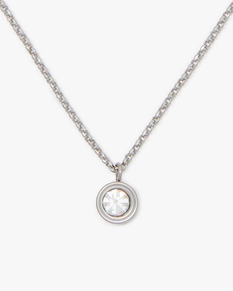 Kate Spade,Set In Stone Mini Pendant,Clear/Silver