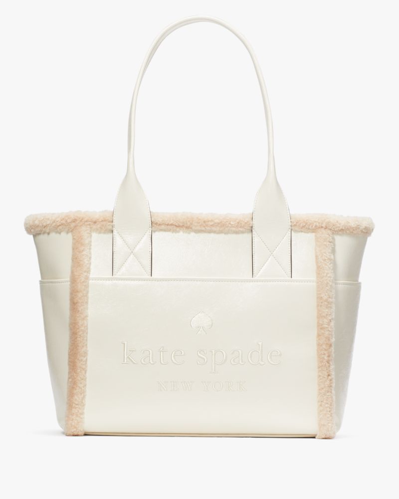 kate+spade+new+york+Faux+Shearling+Small+Tote+-+Tan for sale