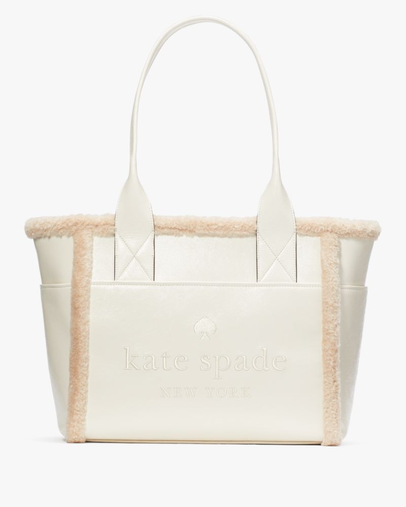 kate spade, Bags, Kate Spade Signature Ella Faux Fur Shearling Small Tote  Crossbody Bag