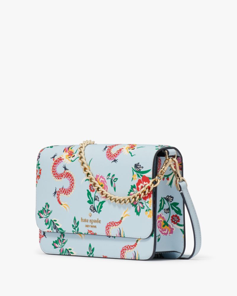 Kate Spade,Dragon Printed Flap Crossbody,Crossbody,PVC,Metal Material,Logo,Casual,