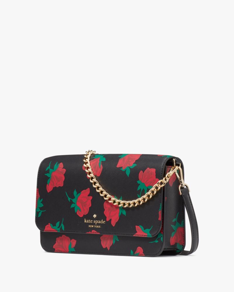 Kate Spade Staci Sailing Floral Small Flap Crossbody Black Multi