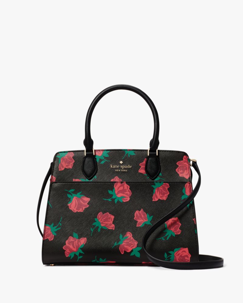 Kate Spade,マディソン ローズ トス プリント ミディアム サッチェル,バッグ,ブラックマルチ