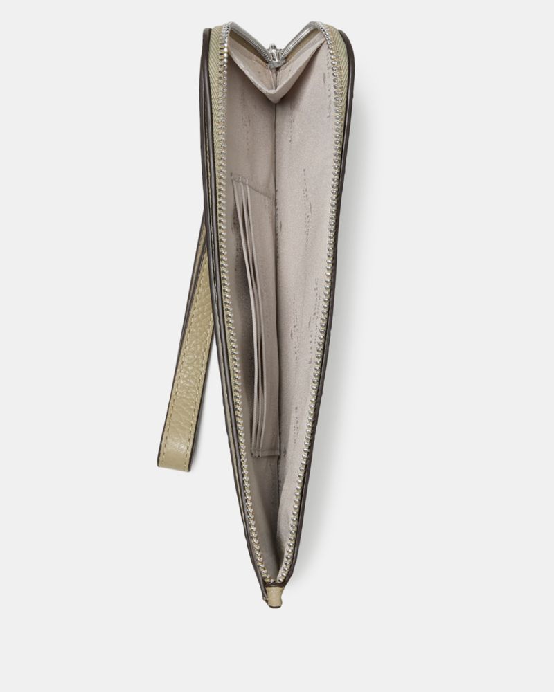 Kate Spade,Lucy Wristlet,Leather,Pouch,Wristlet,Logo,Silver Metal,Casual,