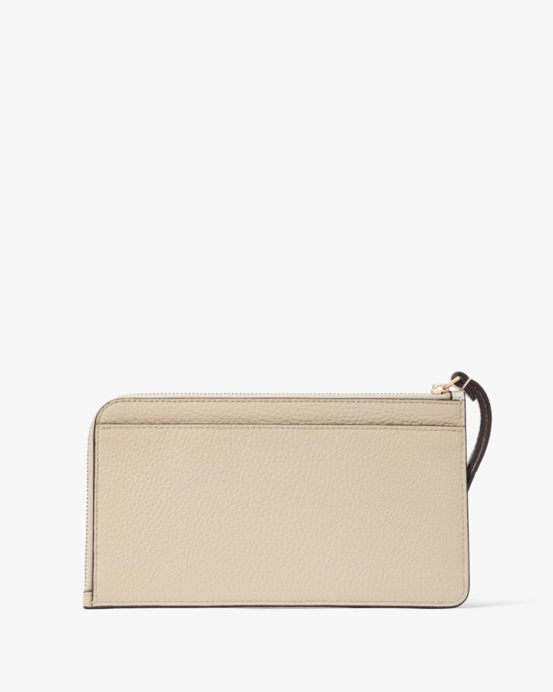 Kate Spade,LUCY COLORBLOCK PEBBLED LEATHER MEDIUM L-ZIP WRISTLET,Light Sand Multi