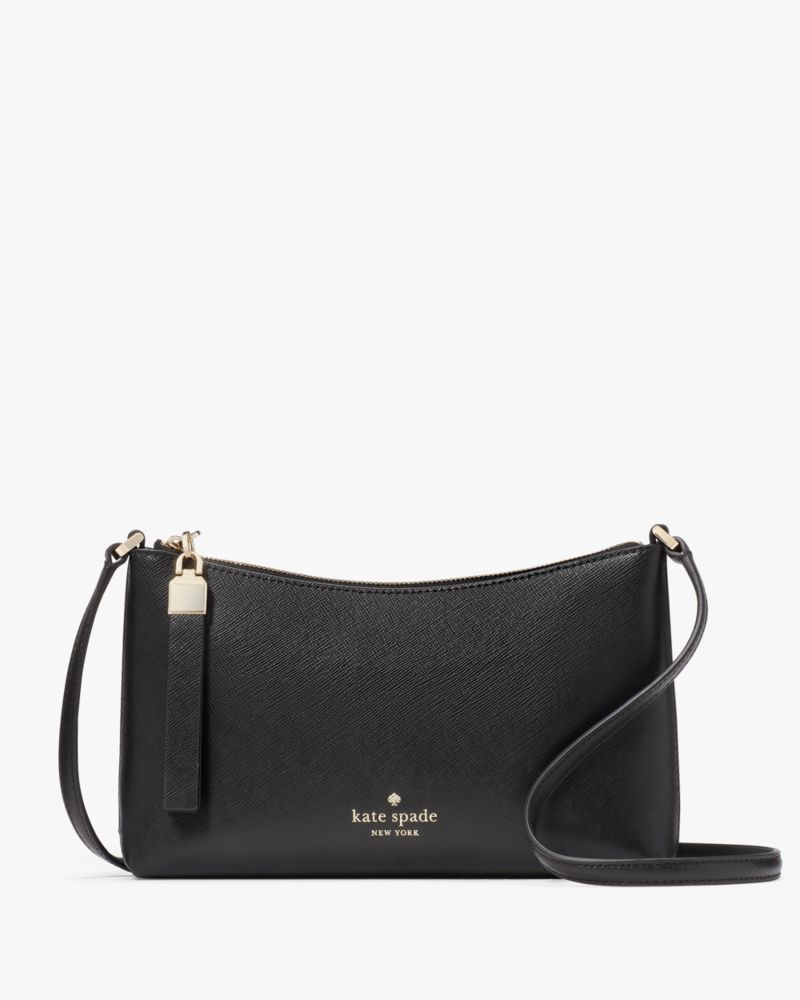 Kate Spade,Sadie Small Crossbody ,Lining Leather,Crossbody,Word Embellishment,Metal,Logo,Lined,Casual,Black