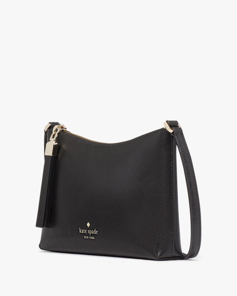 Kate Spade,Sadie Small Crossbody,Lining Leather,Crossbody,Word Embellishment,Metal,Logo,Lined,Casual,Black