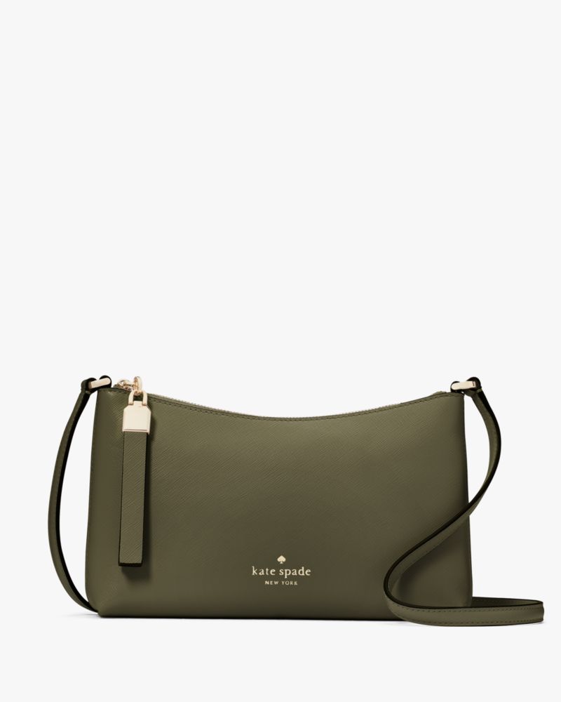 Kate Spade,Sadie Small Crossbody,Lining Leather,Crossbody,Logo,Word Embellishment,Metal,Lined,Casual,Olive