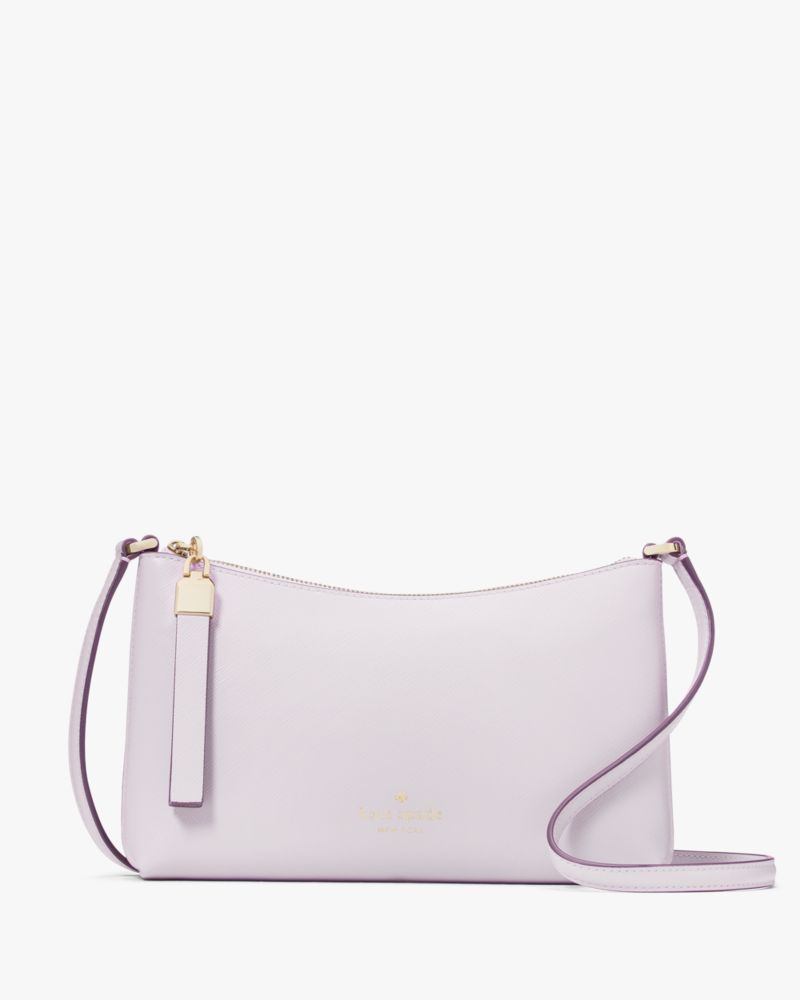 Kate Spade,Sadie Small Crossbody,Lining Leather,Crossbody,Logo,Word Embellishment,Metal,Lined,Casual,White