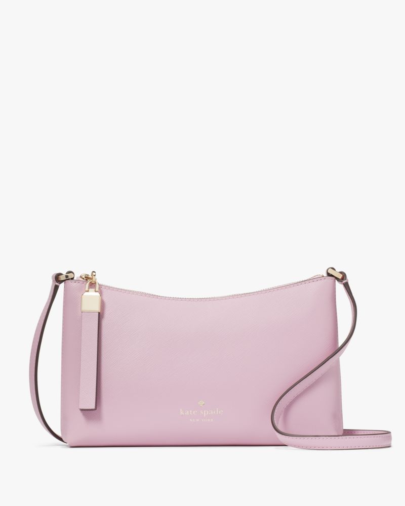 Kate Spade New York Staci Dual Zip Around Saffiano Leather Crossbody Bag  Purse Handbag (Light Rosebud), Chalk Pink