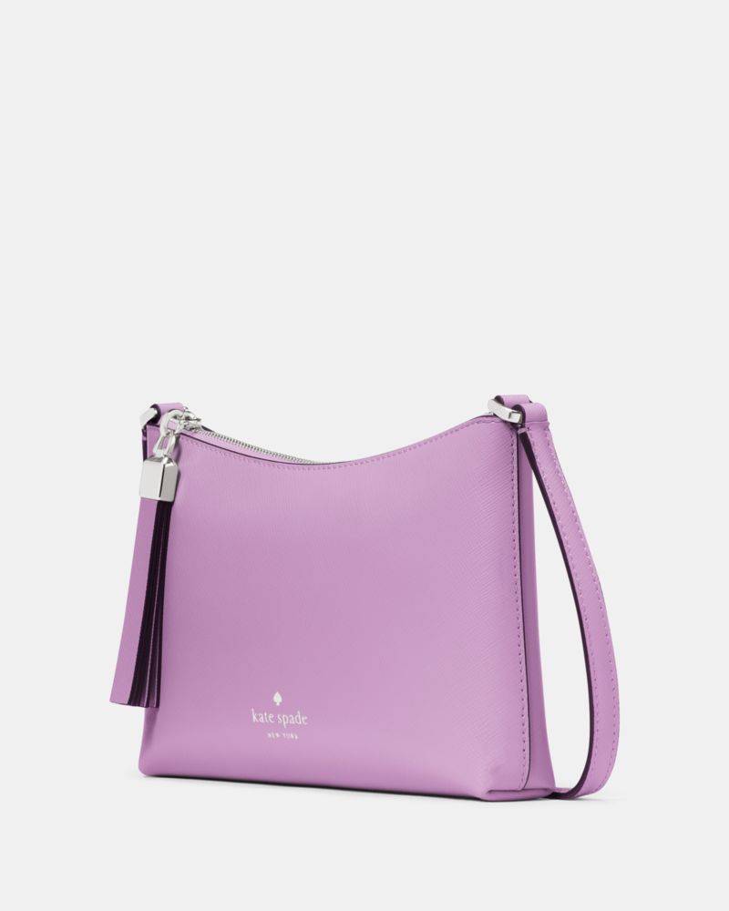 Kate Spade,Sadie Small Crossbody,Lining Leather,Crossbody,Word Embellishment,Metal,Logo,Lined,Casual,Lavender