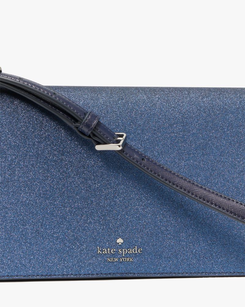 Kate Spade,Glitter Tinsel Flap Shoulder Bag,Blue