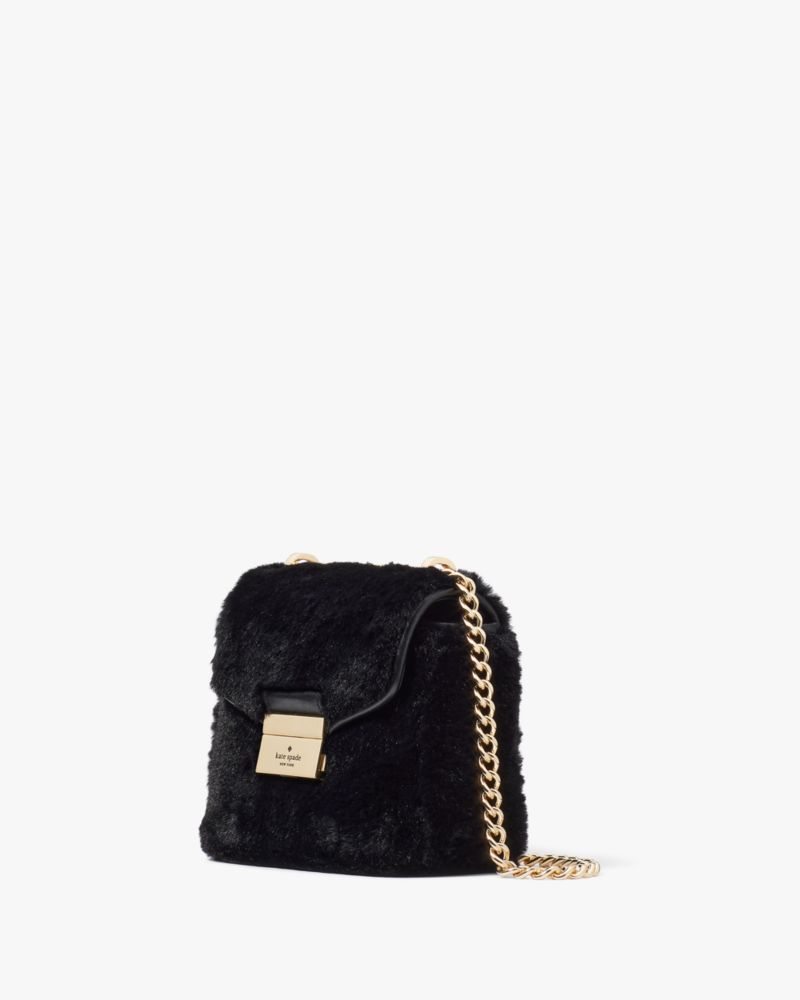 Kate Spade,Carey Faux Fur Micro Flap Crossbody,Black