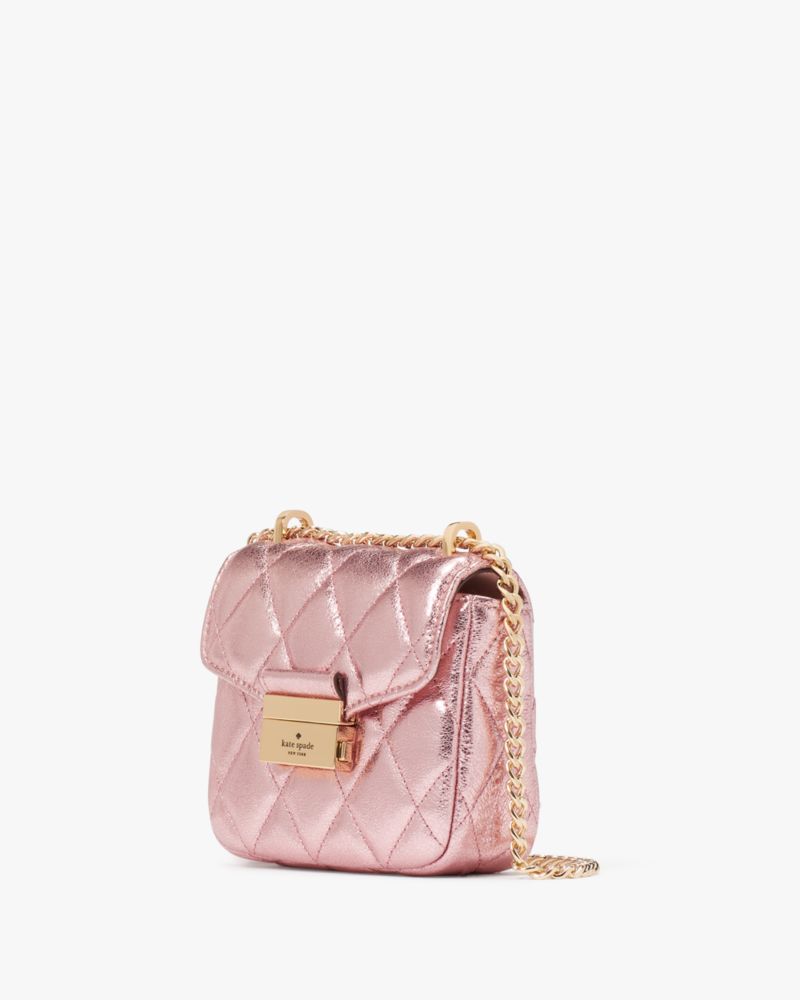 Kate Spade,Carey Metallic Micro Flap Crossbody,Mitten Pink