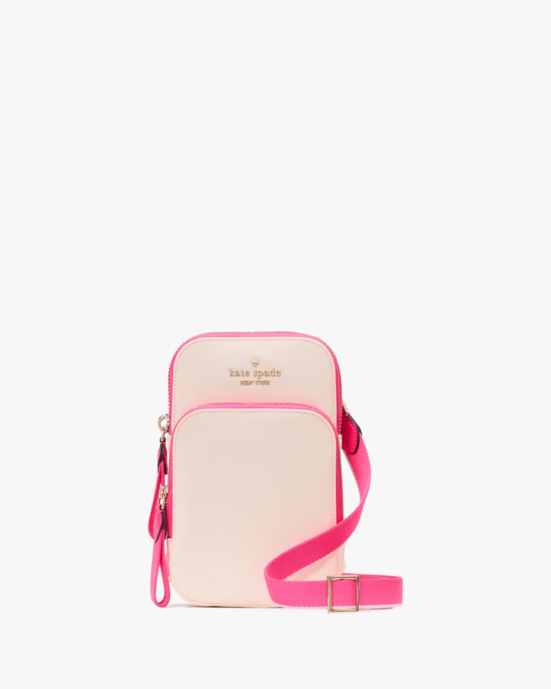 Kate Spade,Chelsea Nylon Phone Crossbody,Nylon,Mobile Bag,Metal,Logo,Compact,Casual,Pink