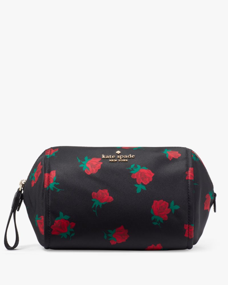 Kate Spade Outlet Chelsea Rose Toss Printed Medium Cosmetic Case, Black Multi