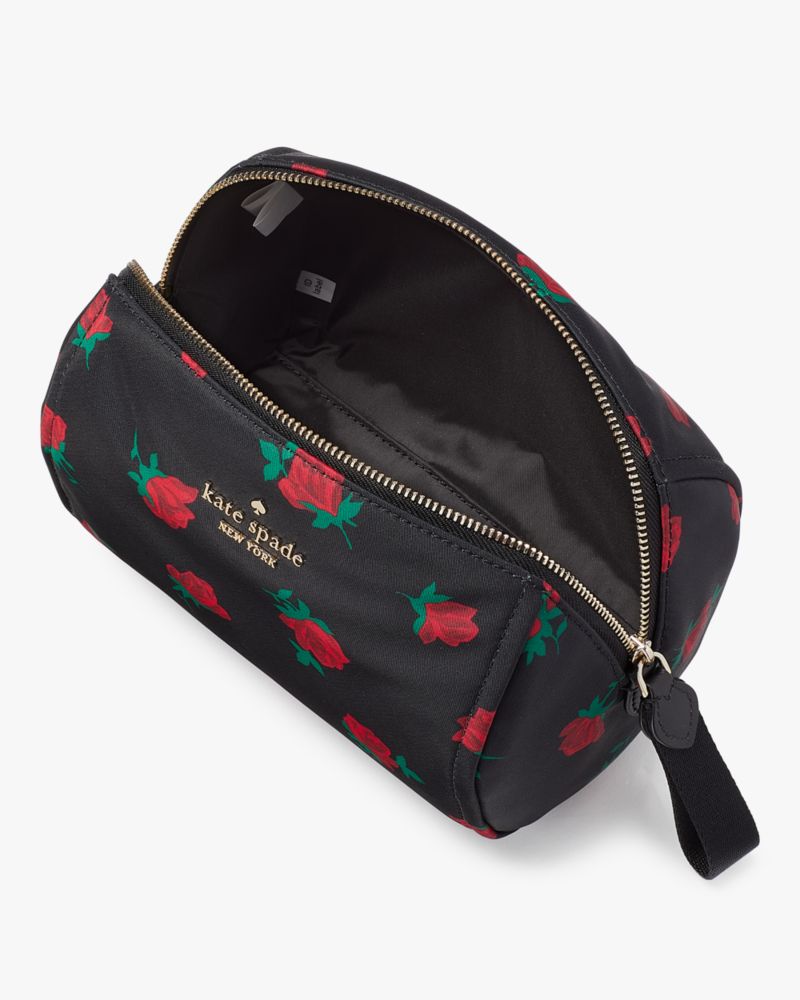 Kate Spade Outlet Chelsea Rose Toss Printed Medium Cosmetic Case, Black Multi