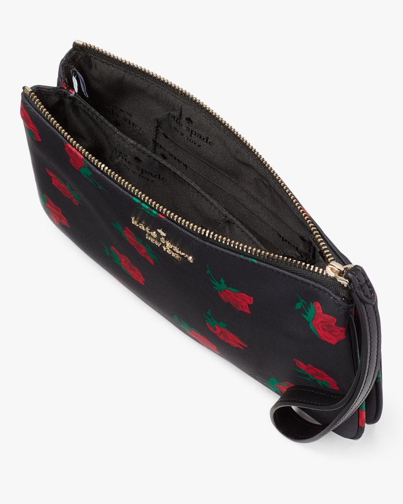 Kate Spade Outlet Chelsea Rose Toss Printed Medium Cosmetic Case, Black Multi