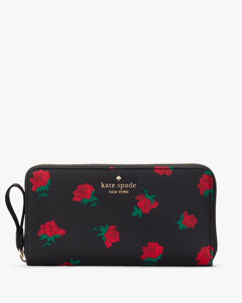 Kate+Spade+Dawn+Paper+Rose+Large+CONTINENTAL+Wallet+Black+Multi+